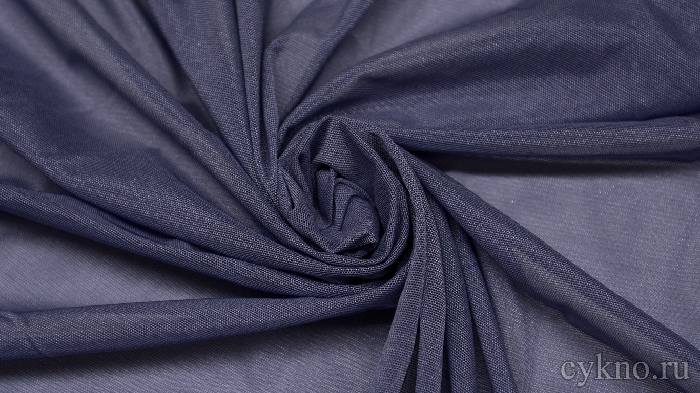 Ткань Сетка-стрейч серая с синим